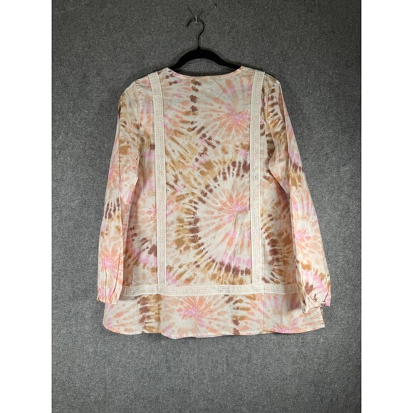 Lands'end Top Women Medium Long Sleeve Mature‎ Embroidered Tunic Artsy eclectic - Picture 6 of 7